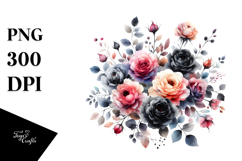 Colorful Black Roses PNG Product Image 1