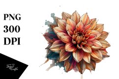 Abstract Stained Watercolor Dahlia Clipart Product Image 3