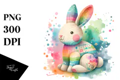 Colorful Bunny Wood PNG Product Image 1