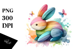 Colorful Bunny Wood PNG Product Image 1