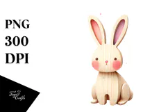 Colorful Bunny Wood PNG Product Image 1