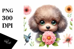 Baby Poodle Flower Mouth | Sublimation Clipart Product Image 1