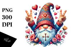Detailed Gnome Victory Sign PNG Product Image 1