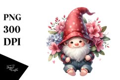 Gnome with Rhododendron Floral Frame PNG Product Image 1