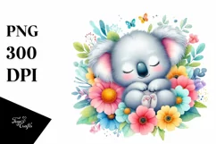 colorful Baby Koala Flower Clipart Product Image 1