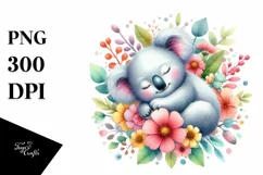 colorful Baby Koala Flower Clipart Product Image 1