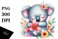 colorful Baby Koala Flower Clipart Product Image 1