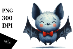 Washed Watercolor Funny Bat PNG Product Image 1