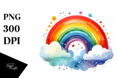 Colorful Ranbow with Stars | Sublimation | Clipart Product Image 1