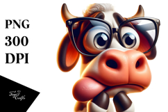 Goofy Cartoon Cow with Dramatic Expression, PNG Product Image 1