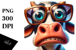Goofy Cartoon Cow with Oversized Sunglasses PNG Product Image 1