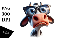 Goofy Cartoon Cow with Dramatic Expression, PNG Product Image 1