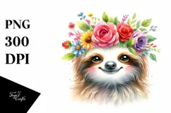 dancing Baby Sloth in Watercolor PNG Product Image 1