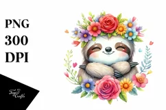 dancing Baby Sloth in Watercolor PNG Product Image 3
