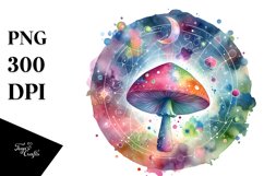 Colorful Watercolor Magical Shroom| Sublimation | Clipart Product Image 3