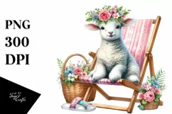 Young Lamb Beach Chair Sublimation Clipart Product Image 3