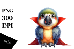 Funny Baby Macaw in Front of Spider Web | Watercolor Clipart Product Image 1