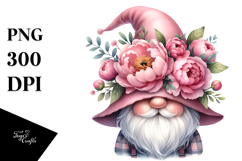 Cute Gnome with Peonies PNG Product Image 1