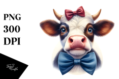 Funny Cow with Bow and Tie, Transparent PNG Product Image 1