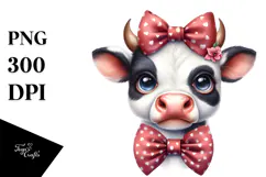 Funny Cow with Bow and Tie, PNG Product Image 1