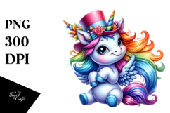 Playful Baby Unicorn, Colorful PNG Product Image 1