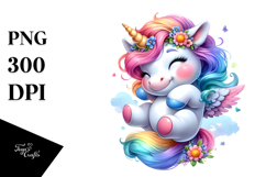 Playful Baby Unicorn, Colorful PNG Product Image 1