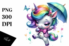 Cute Baby Unicorn Dancing, PNG Product Image 3
