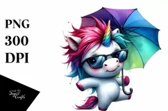 Dancing Unicorn in Watercolor PNG Product Image 1
