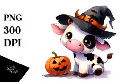 Cute Baby Cow Watercolor PNG Product Image 1