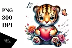 Adorned Baby Tiger Heart PNG Product Image 1