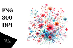 Colorful Abstract Red Flowers PNG Product Image 1