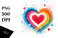 Heart with Wings Simple Paintbrush Style PNG Product Image 1