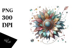 Abstract Pastel Shiny Sunflower Flower PNG Product Image 1