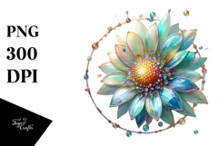 Abstract Pastel Shiny Sunflower Flower PNG Product Image 1