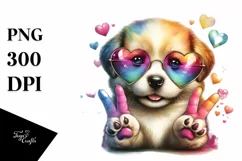 Colorful Heart Sunglasses Art PNG Product Image 1