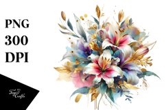 Abstract Vibrant Bouquet Gold Foil Lily Product Image 3