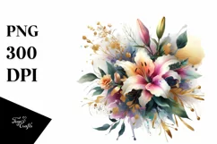 Abstract Vibrant Bouquet Gold Foil Lily Product Image 1