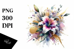 Abstract Vibrant Bouquet Gold Foil Lily Product Image 3