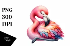 Vibrant Baby Flamingo Clipart | Sleeping Product Image 3
