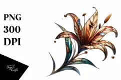 Wooden Stained Lily Made of Material | Sublimation Clipart Product Image 3