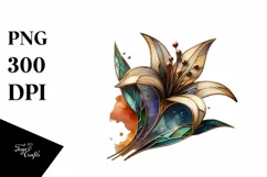 Wooden Stained Lily Made of Material | Sublimation Clipart Product Image 3