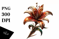 Wooden Stained Lily Made of Material | Sublimation Clipart Product Image 3