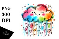 Colorful Smile Cloud with Hearts, PNG Product Image 1