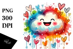 colorful Cloud with Hearts, PNG Product Image 1