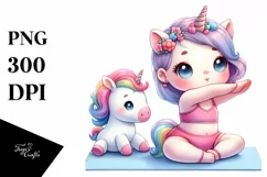 Cute Baby Unicorn Yoga Instructor | | Clipart Product Image 3
