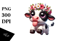 Whimsical Holstein Cow Jumping, PNG Product Image 1
