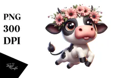 Whimsical Holstein Cow Jumping, PNG Product Image 1