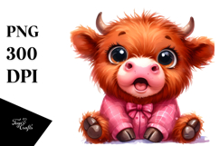 Funny Baby Face Highland Cow, PNG Product Image 1