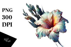 Abstract Gladiolus with Glossy Finish, Artistic PNG Product Image 1
