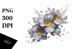 Primrose with Metallic Insertions, Watercolor PNG Product Image 3